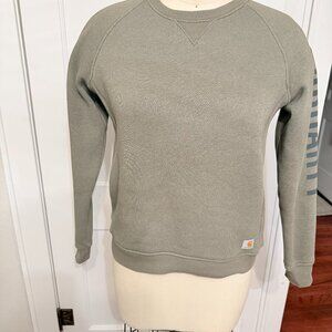 Carhartt Women’s Green Crewneck Sweatshirt | Logo Sleeve | Size M
